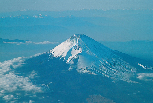 フリー画像|自然風景|山の風景|富士山|日本風景|雪景色|青色/ブルー|