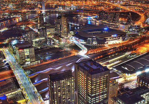 フリー画像|人工風景|建造物/建築物|街の風景|夜景|HDR画像|ビルディング|オーストラリア風景|メルボルン|