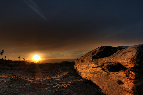 フリー画像|自然風景|夕日/夕焼け/夕暮れ|岩山の風景|HDR画像|