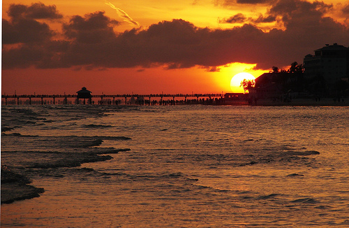 フリー画像|自然風景|海の風景|夕日/夕焼け/夕暮れ|橙色/オレンジ|